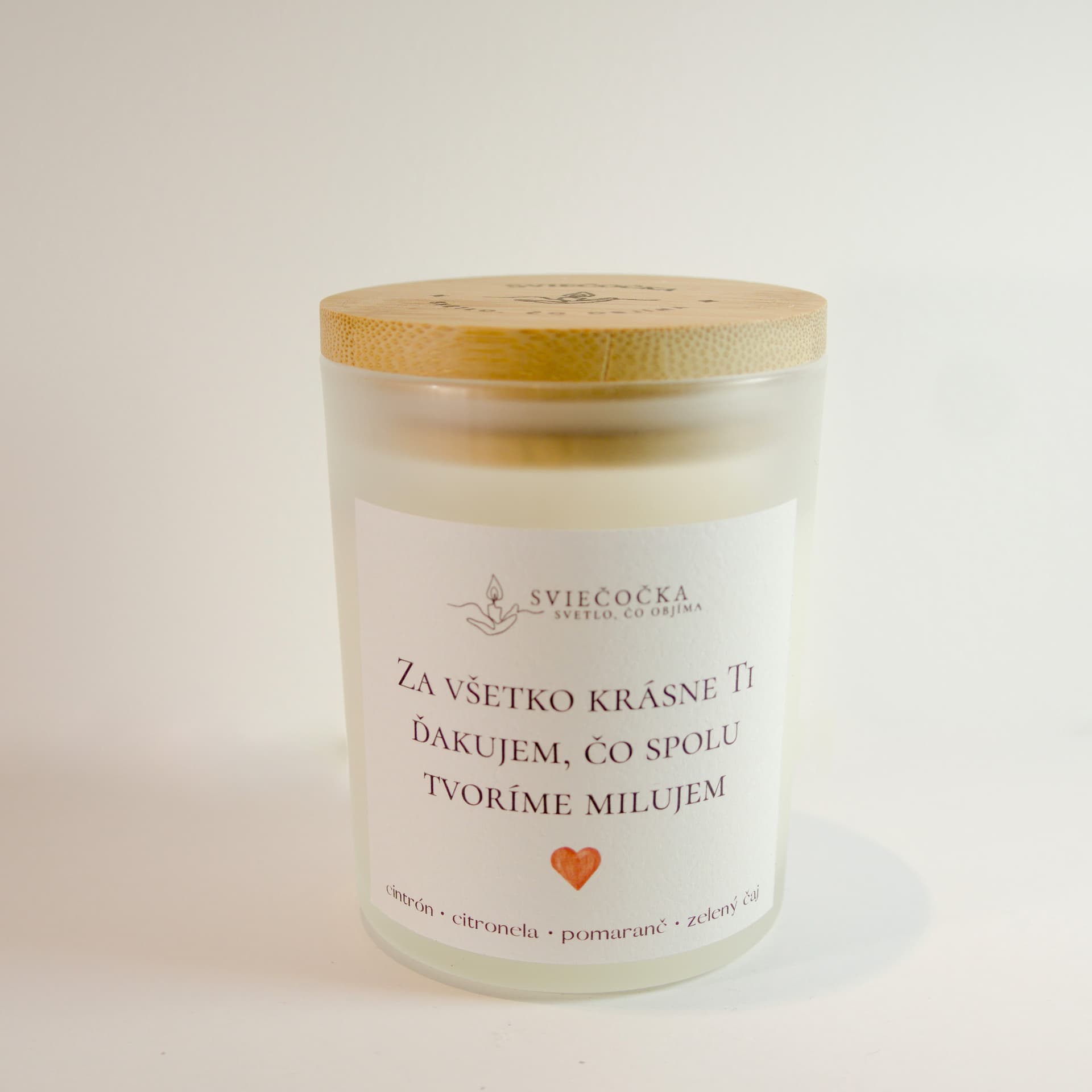 Miluji citron · citronela · pomeranč · zelený čaj 140g množství vosku ručně vyráběná sójová svíčka sójový vosk - pohled 3